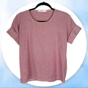 Anthropologie Stateside Red White Stripe Cotton Short Sleeve Top XS